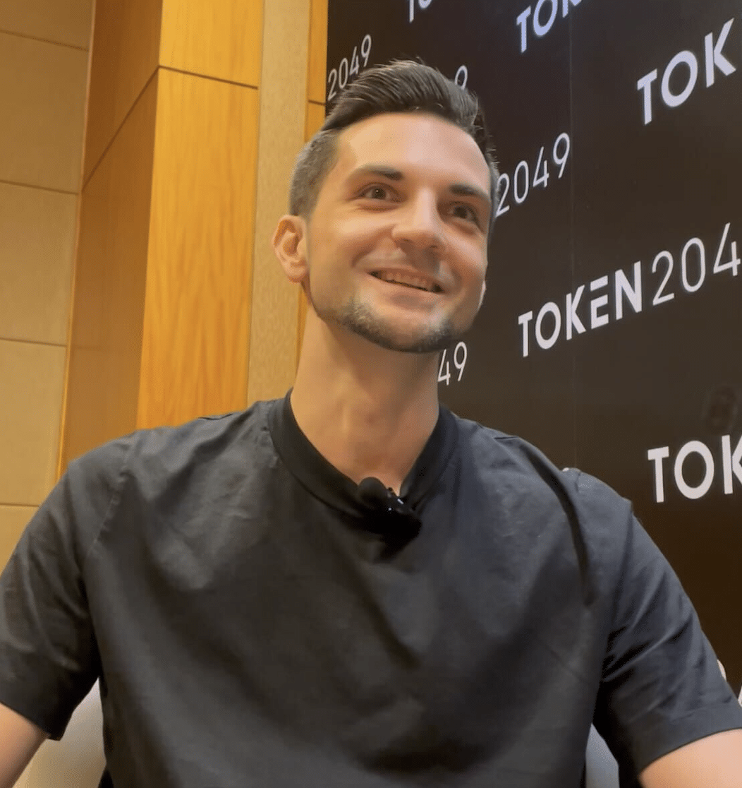 Antonio Juliano at Token2049 in Singapore. (Unchained/Sage D. Young)